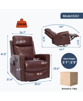 Wine Red Leather Heat Massage Rocker Recliner