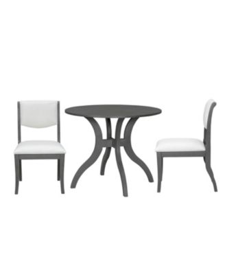  Oak Gray Round Dining Set- 39.4" Table + 2 Chairs