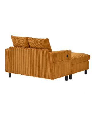 Streamdale Corduroy Oversized Recliner Sofa w/ USB, LED, Cup Holder