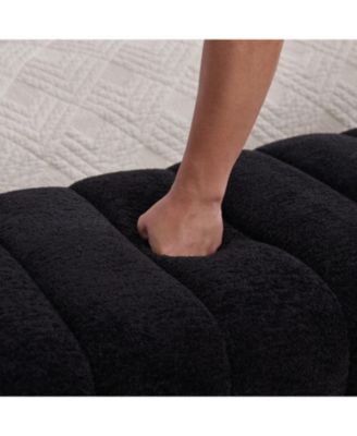 Modern Upholstered Bed Bench, Channel Tufted, Chenille, Black