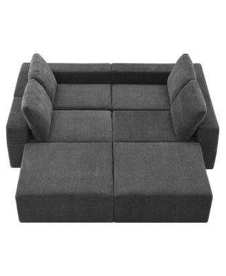 Modular U-Shaped Chenille Sectional Sofa with Ottomans