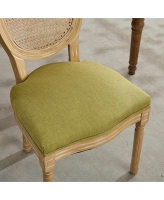 Set of 2 French Style Linen Dining Chairs