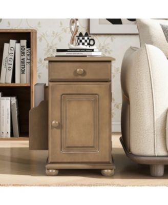 Streamdale Vintage Flip Top End Table with USB & Drawer