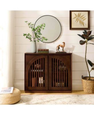 Mid Century Fluted Sideboard Cabinet - Dark Walnut