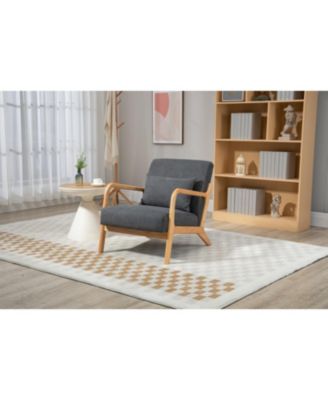 Streamdale Mid Century Accent Chair with Wood Frame & Waist Cushion