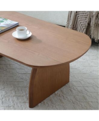Oval Walnut Coffee Table - Mid Century Modern Accent Table
