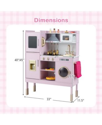 Kids Adjustable Pretend Play Kitchen with Accessories and Storage