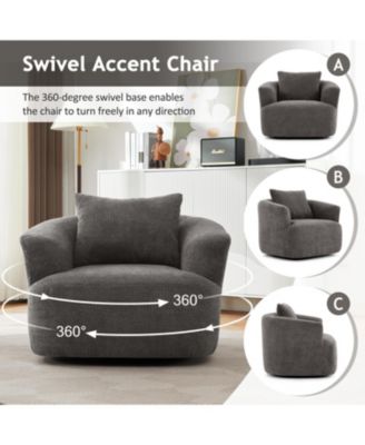360 Swivel Accent Barrel Chair with Throw Pillow
