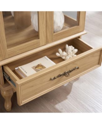 Lighted Glass Curio Cabinet - Light Oak