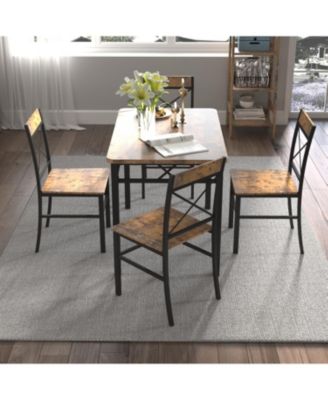 Rustic Brown Dining Table Set for 4