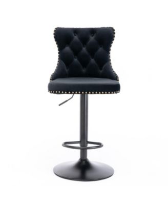 Streamdale Velvet Swivel Barstools, Adjustable Height, Chrome Base  Set of 2