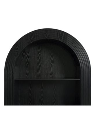  78" Arched Bookcase - Mid Century Modern 4-Tier Display Shelf (Black)