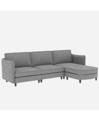 Streamdale 107.8" 3 Seater L-Shaped Sofa Couch with Ottoman & Pockets