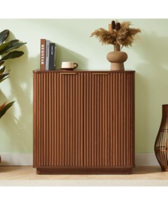 Walnut Buffet Cabinet Sideboard - Curved Wave Design