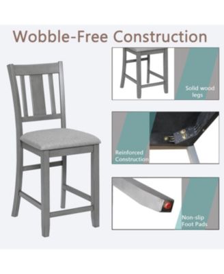 Counter Height Chairs Set of 4, Padded Seat, Gray