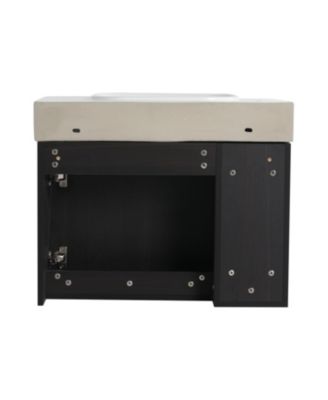  26" Wall-Mount Vanity, Ceramic Sink, Soft-Close, Dark Oak