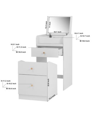  White Vanity Desk with Mirror for Makeup