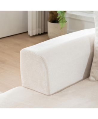 Modular Sectional Sofa L-Shape Chaise Beige Corduroy