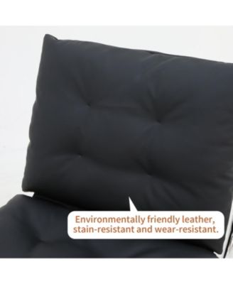 Leather Chair with Metal Legs (Black)