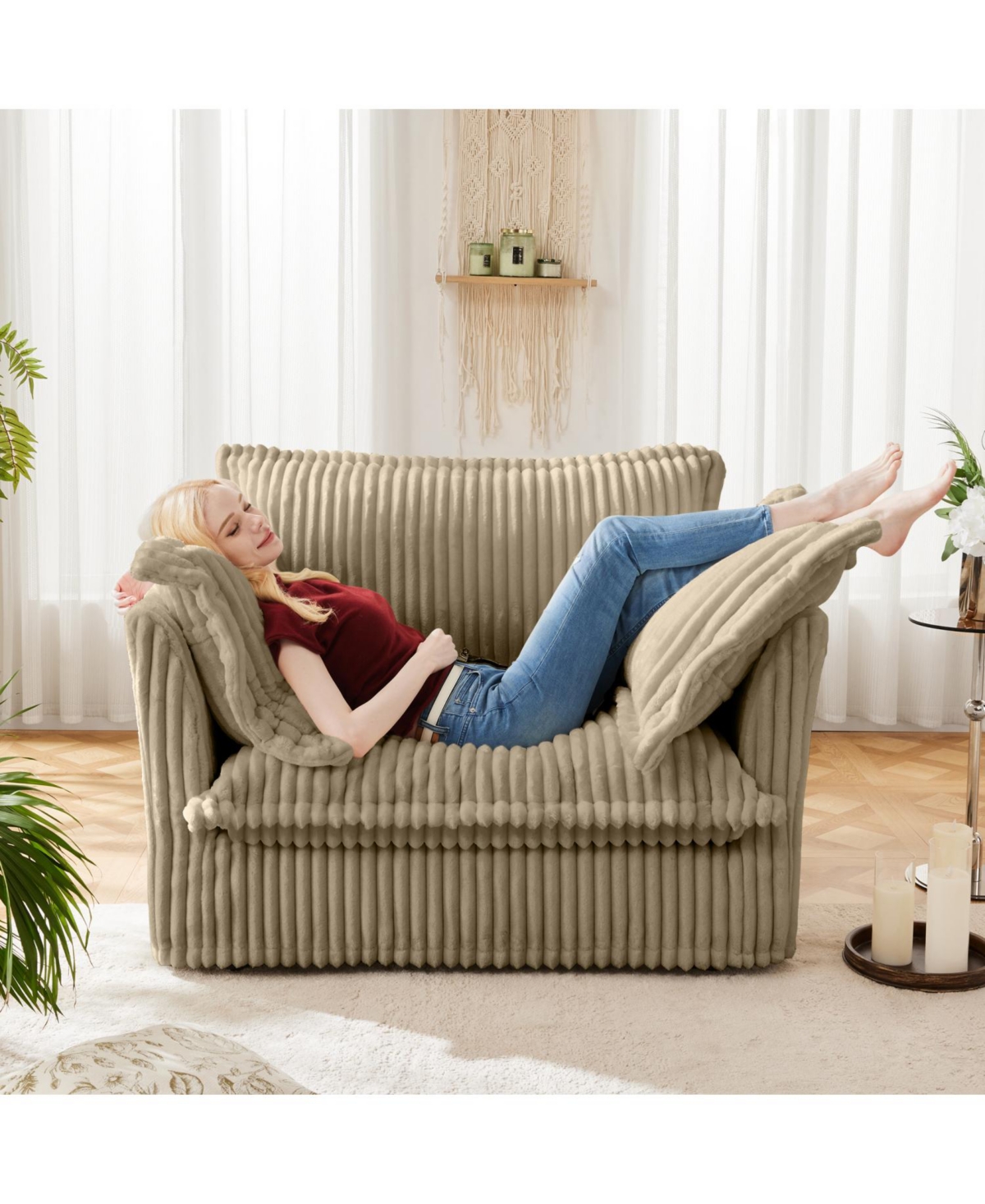 Streamdale Furniture Camel Corduroy Slipcovered Armchair