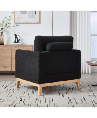 35.4" Wide Modern Farmhouse Accent Chair - Black Boucle
