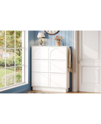Streamdale Elegant Narrow Shoe Cabinet with 6 Drawers & Hooks