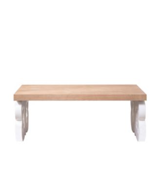 Ornate Wood Coffee Table - Farmhouse Style, Carved Base.