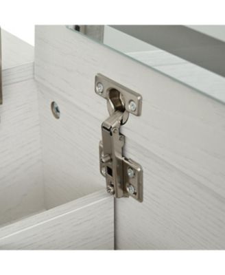  Vanity Desk with Lighted Mirror, Stool & Drawers - White