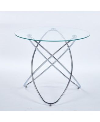Modern Tempered Glass Dining Table with Chrome Legs