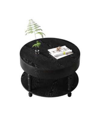 Modern Round Coffee Table with Storage - Black
