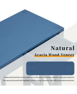 60" Acacia Console Table - Crisscross Design & 4 Drawers