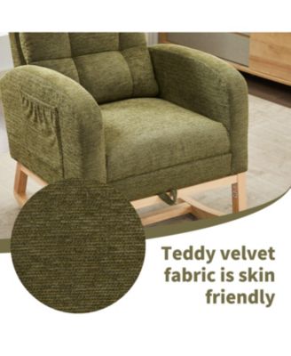 Modern Rocking Chair with Wood Legs & Adjustable Footrest