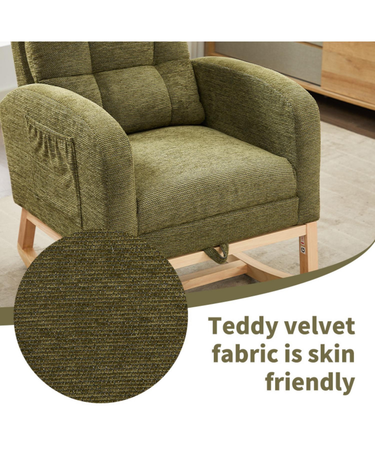 Streamdale Furniture Modern Rocking Chair with Wood Legs & Adjustable Footrest