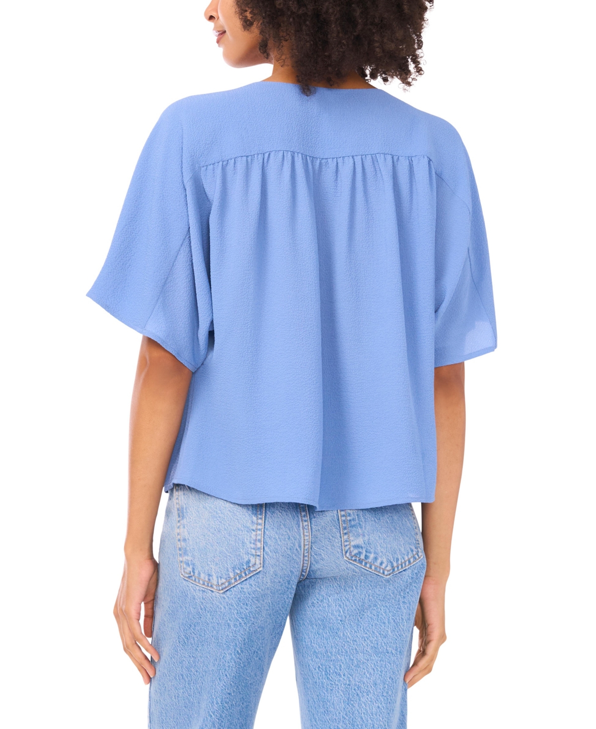 Vince Camuto Women's Front Shirring Crewneck Blouse