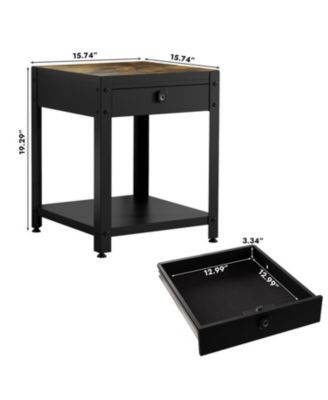 Square Double-Layer Coffee Table w/ Hidden Compartment & Fingerprint Lock