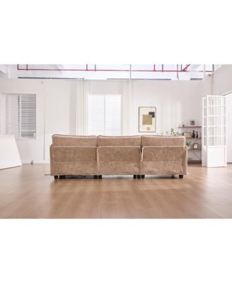 Oversized Sectional Sofa Cloud Couch w/ Ottoman, USB & Phone Holder