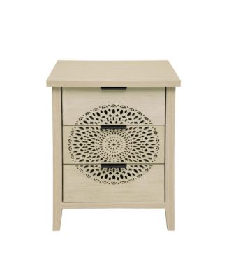 Streamdale Hollow-Carved 3 Drawer Dresser with Metal Handles