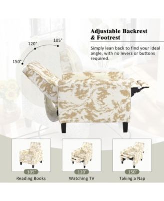 27.5" Recliner Chair, Solid Wood Legs, White & Yellow