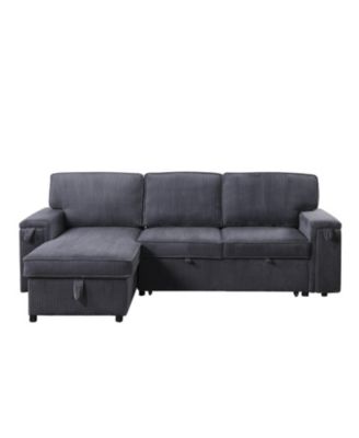 Upholstery Sleeper GREY Sectional Sofa with Storage Space