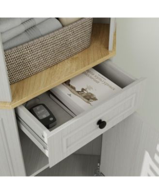  Fluted Corner Storage Cabinet - Antique White