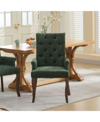 Chenille Dining Chair, Wood Legs, Tufted