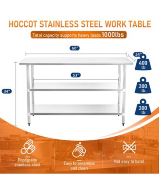 Stainless Steel Prep Table 24"x60" w/ Adjustable Shelves