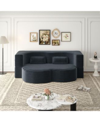 Streamdale Corduroy Foam Sleeper Sofa Bed with Pillows