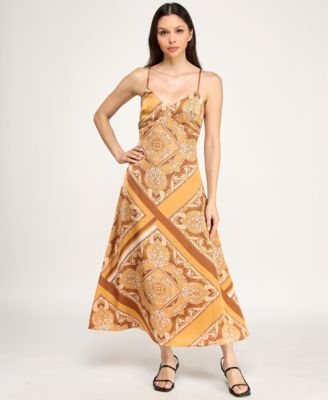 Juniors' Sleeveless Satin Midi Dress