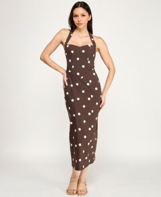 Juniors' Sweetheart Halter Neck Slim Midi Dress