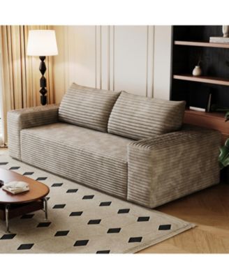 Camel 63" Corduroy Sofa Deep Seat Loveseat No Assembly Required