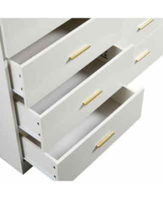 + 8-Drawer + Wood + Modern White Finish + Bedroom Dresser