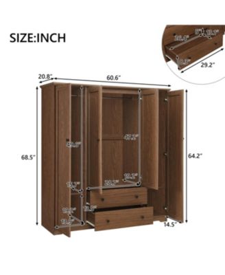 4 Door Wardrobe Armoire Closet with 2 Drawers