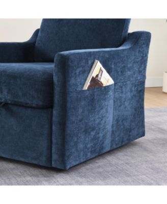 Swivel Chenille Accent Chair w/ USB & Pocket - Navy