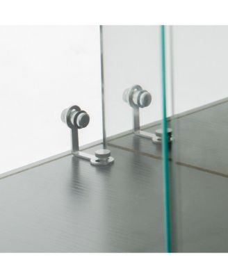 Tempered Glass Display Cabinet w/ LED, Lock, Mirror Back.
